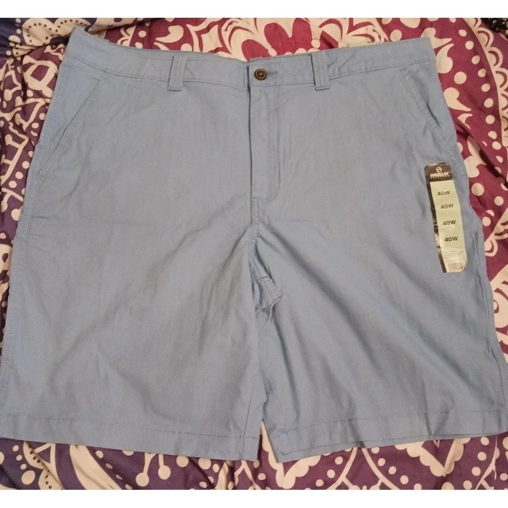NEW Magellan Men's Light Blue Chino Style Golf‎ Shorts, Size 40