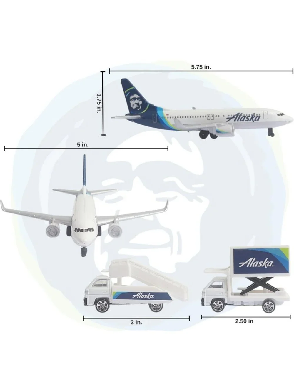 Alaska Airlines Airport Playset with Die-Cast Airplane, Cars & Transport Toys