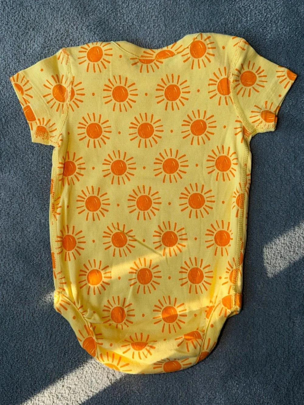Hanna Andersson Yellow Baby Onesie & Bottoms with Orange Sun Print