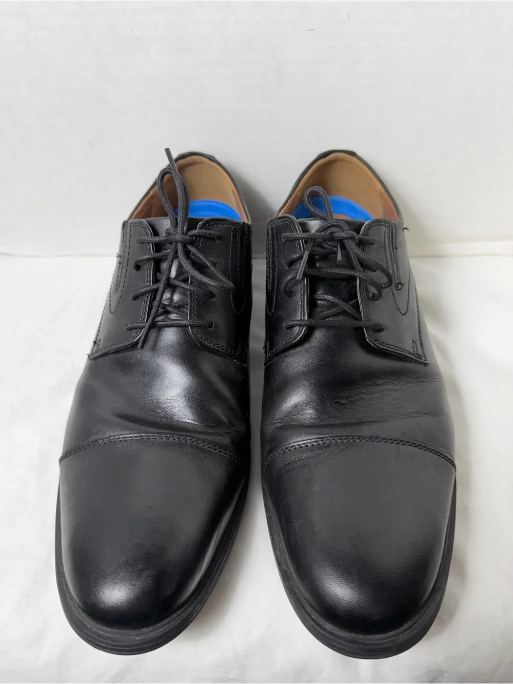 Clarks Black Leather Cap-Toe Lace-Up Loafers Men Dress Shoes size 12