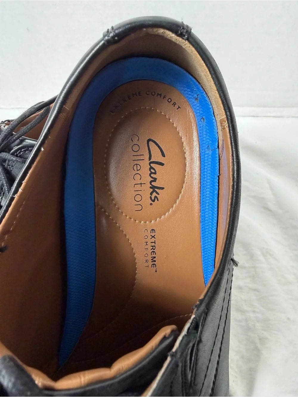 Clarks polished black