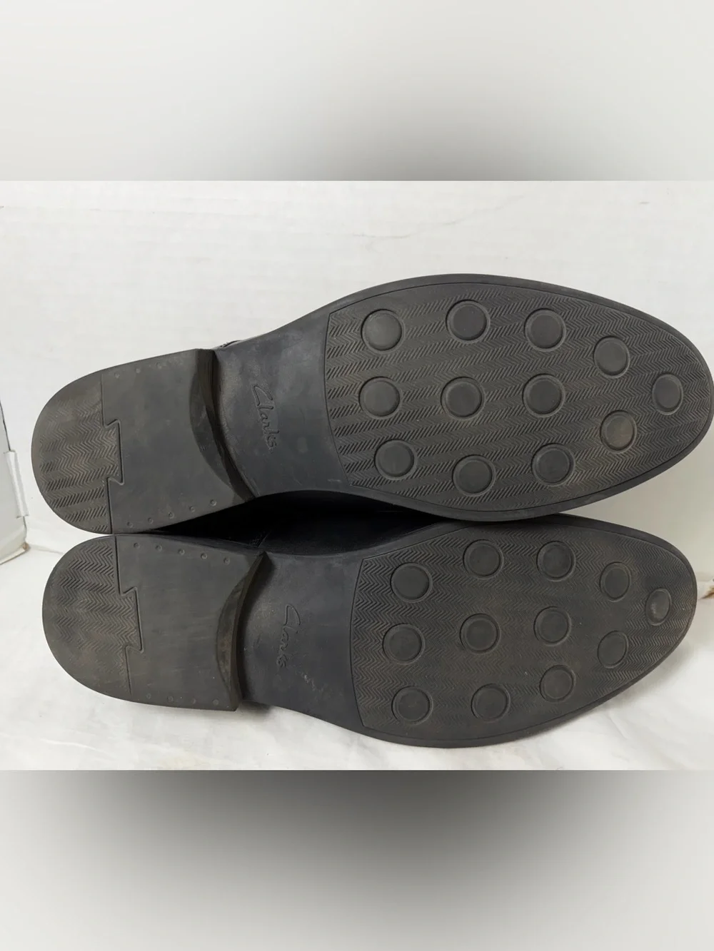 Clarks polished black
