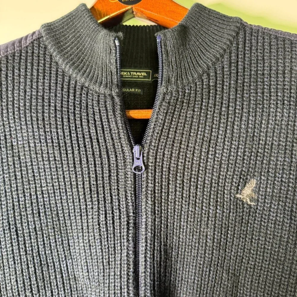 Trek & Travel Regular Fit Full Zip Cardigan Navy Sz. XXL Men's
