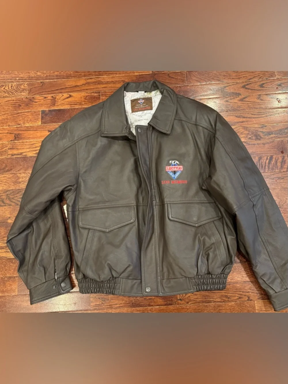 Handyman of American Vintage Brown Leather Bomber Jacket Coat Men’s Large 90s