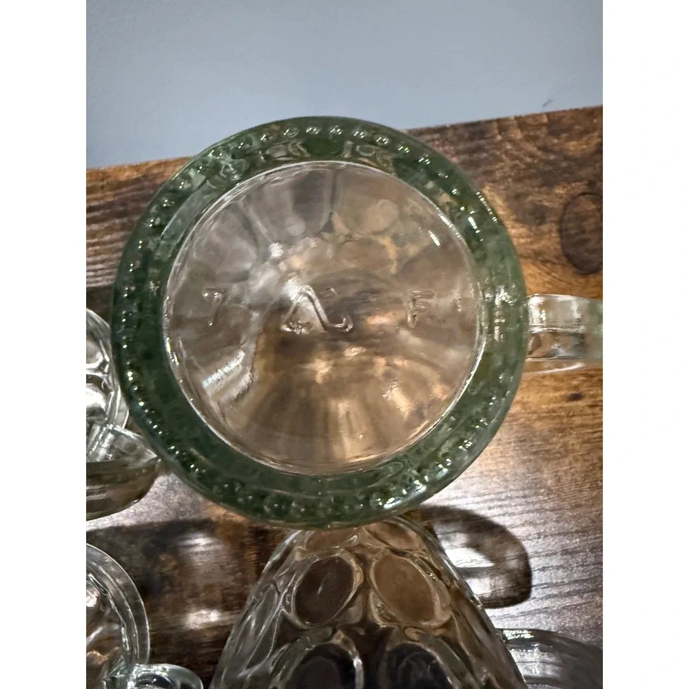 Vintage Thumbprint Glass RootBeer Mugs Set of 4 Clear Dimple Steins 5.5