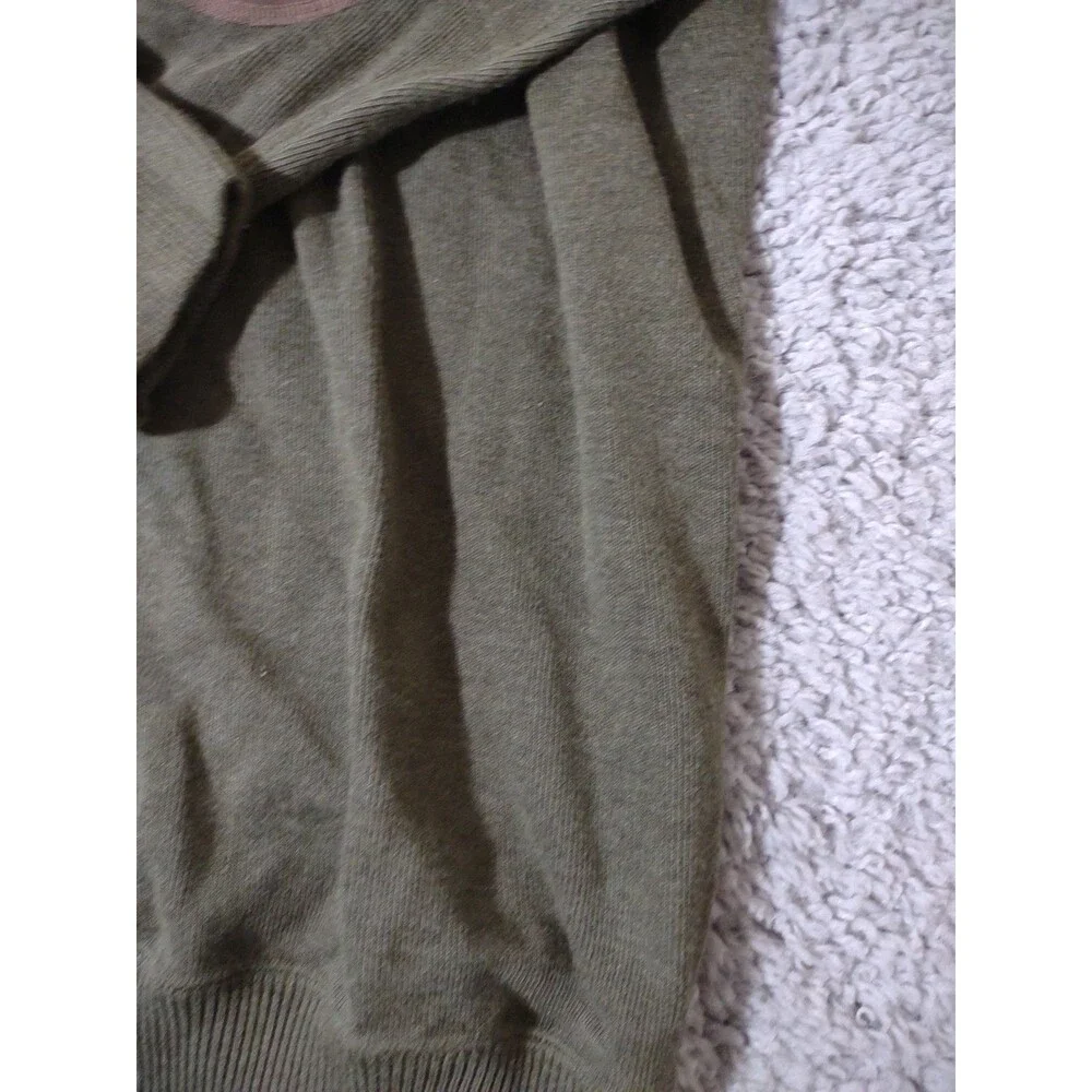 Cremieux Men’s Green Knit Sweater Xl Quarter Zip Long Sleeve Brown Elbow Patches