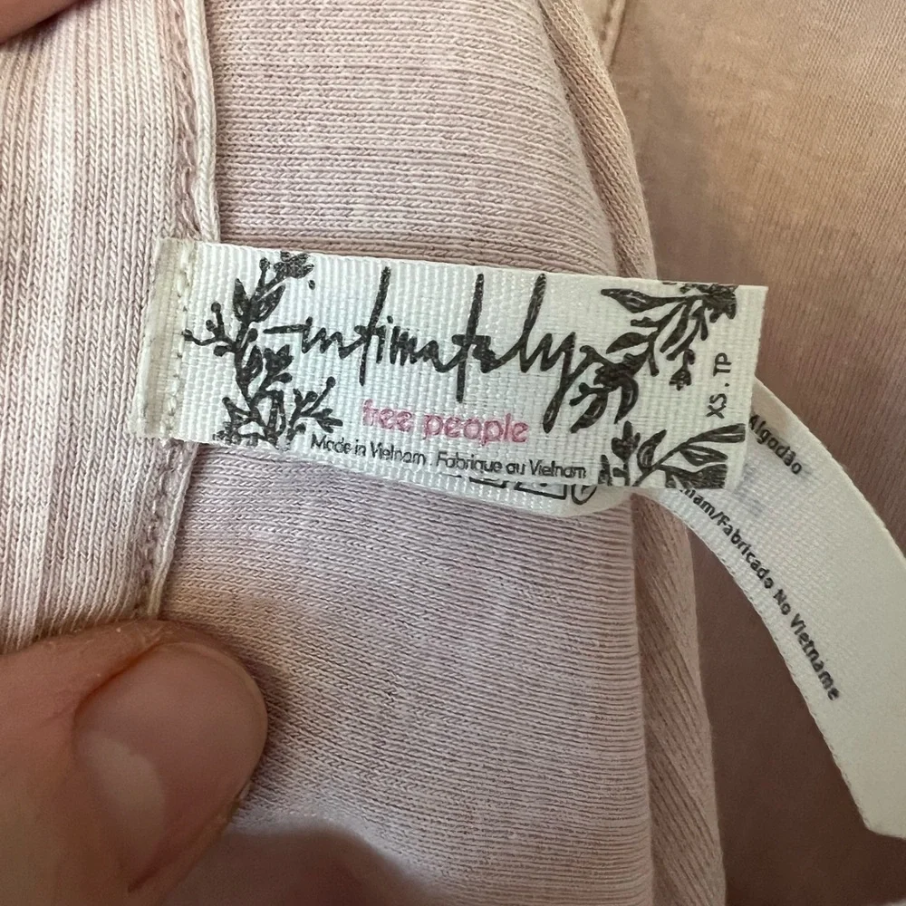 Free People Intimately Set Up Pale Pink High Square Neck Ribbed Tank Top XS