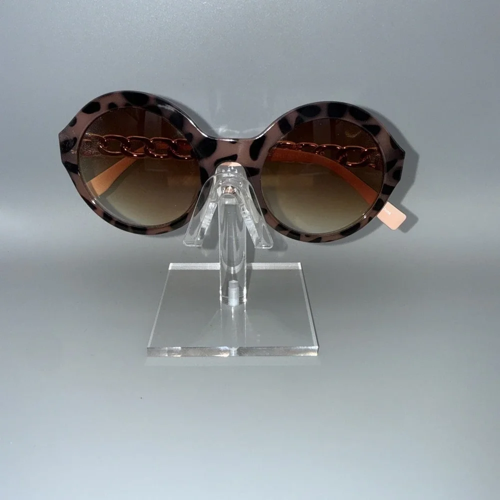 Chico Leopard Round Pink Authentic Sunglasses Gold Accents Polarized Lens SEXY