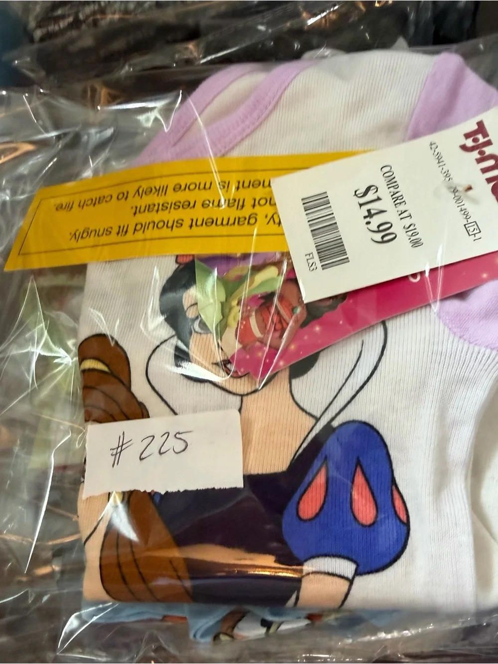 Disney Princess Pajama Short Sleeve Shirt 3T Flame Resistant NWT Shirt Only