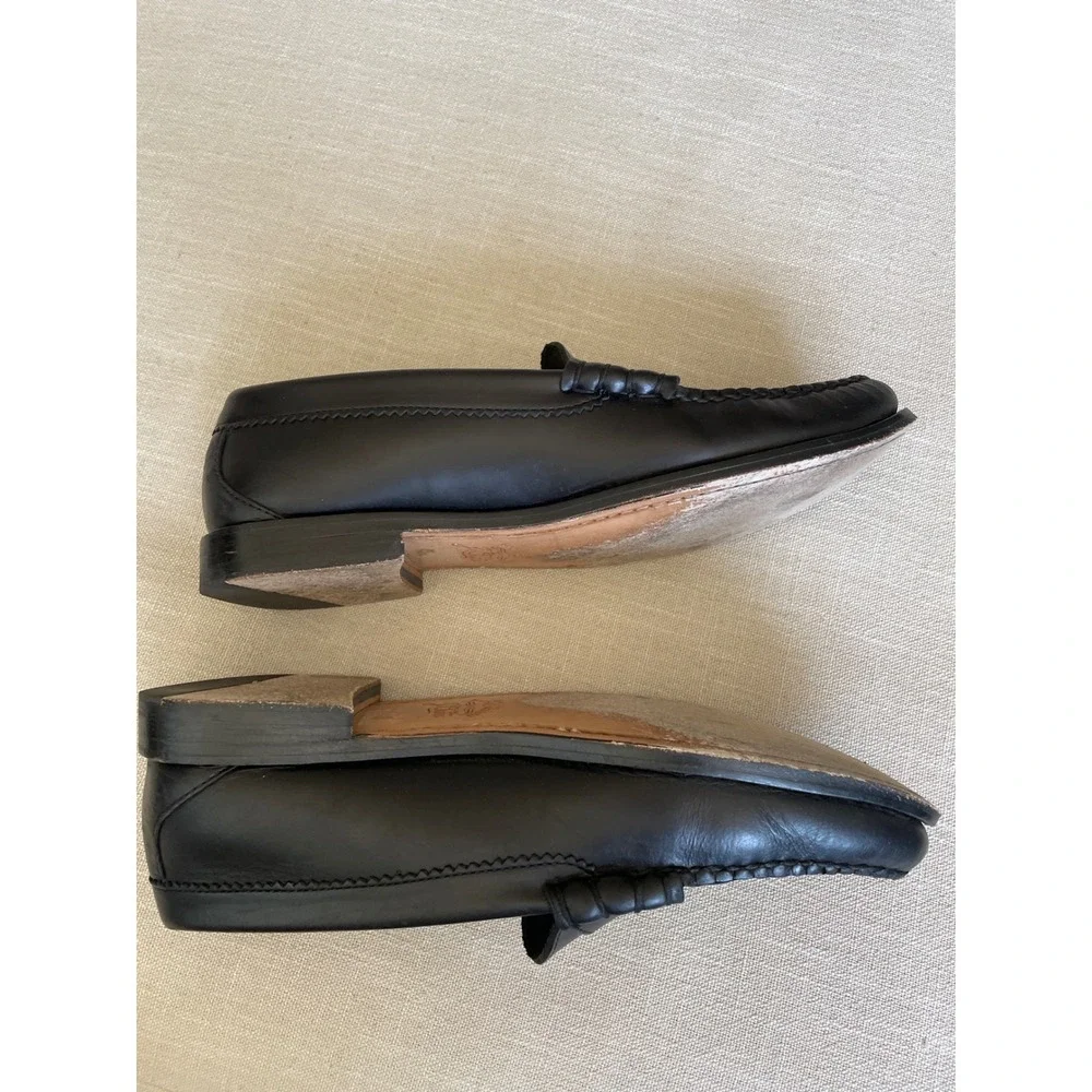 J.Crew Mens Camden Black Leather Penny Loafers BJ009 Size 9 Slip On Dress Shoes