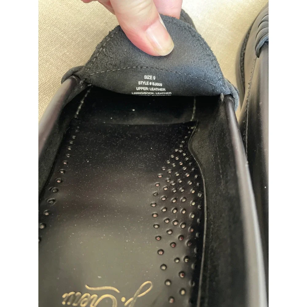 J.Crew Mens Camden Black Leather Penny Loafers BJ009 Size 9 Slip On Dress Shoes