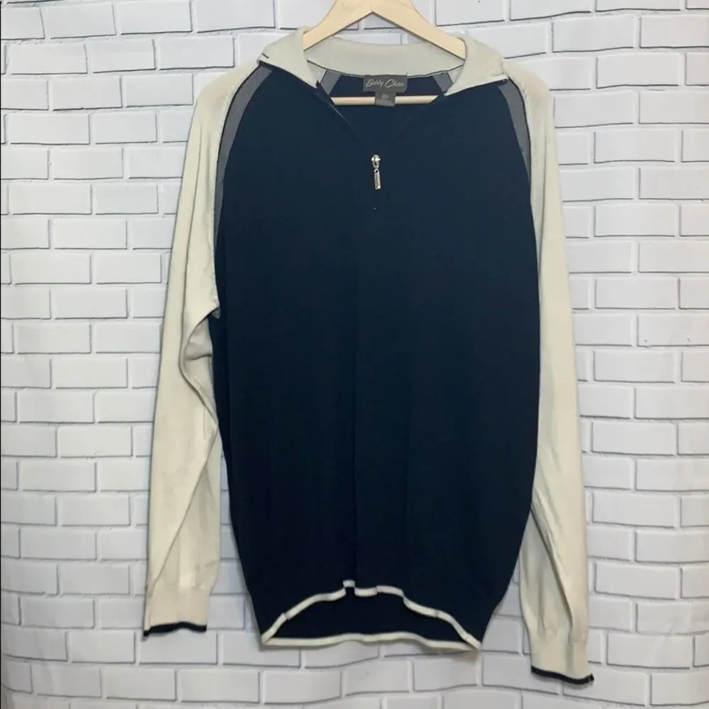 Bobby Chan‎ Half Zip Silk Cotton Sweater Size XXL