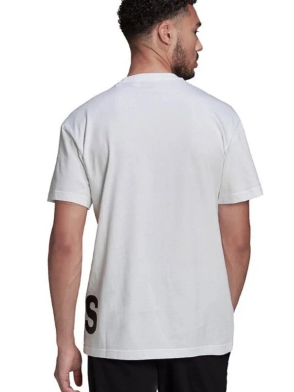 adidas White Crew Neck Tee with Large Black Logo