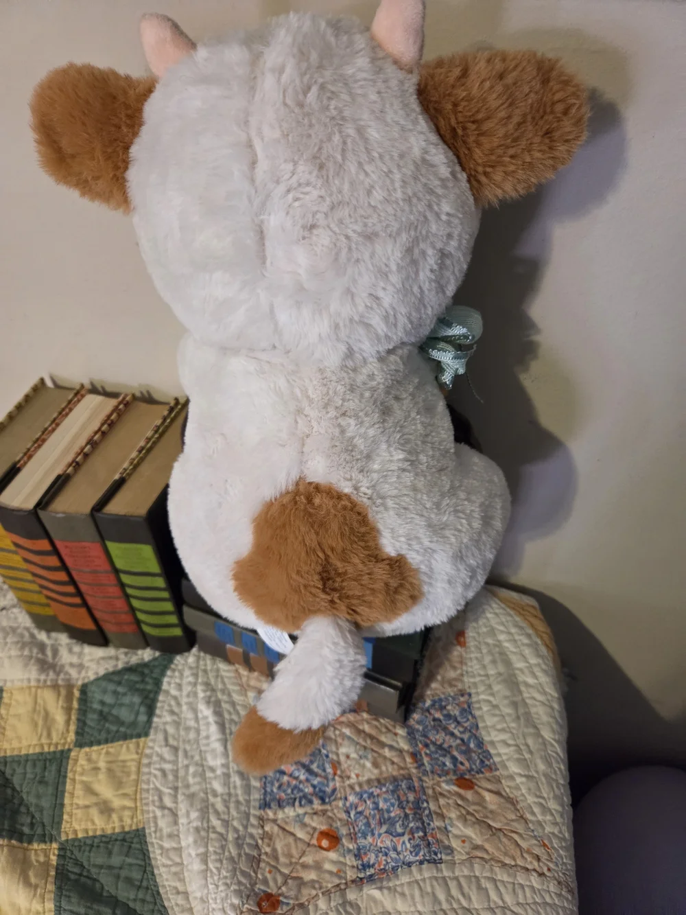 Plush Cow with Mini Calf - Soft White and Light Brown Cute plush stuffy highland
