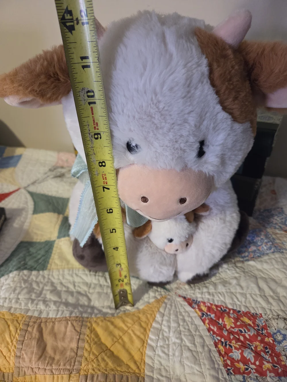 Plush Cow with Mini Calf - Soft White and Light Brown Cute plush stuffy highland