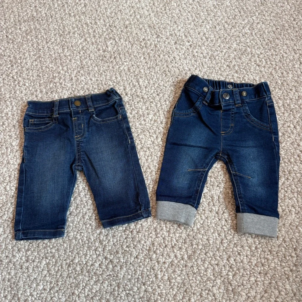 Cat & Jack Baby Boy Jeans Bundle Dark Wash Denim‎ Size 0-3 Months