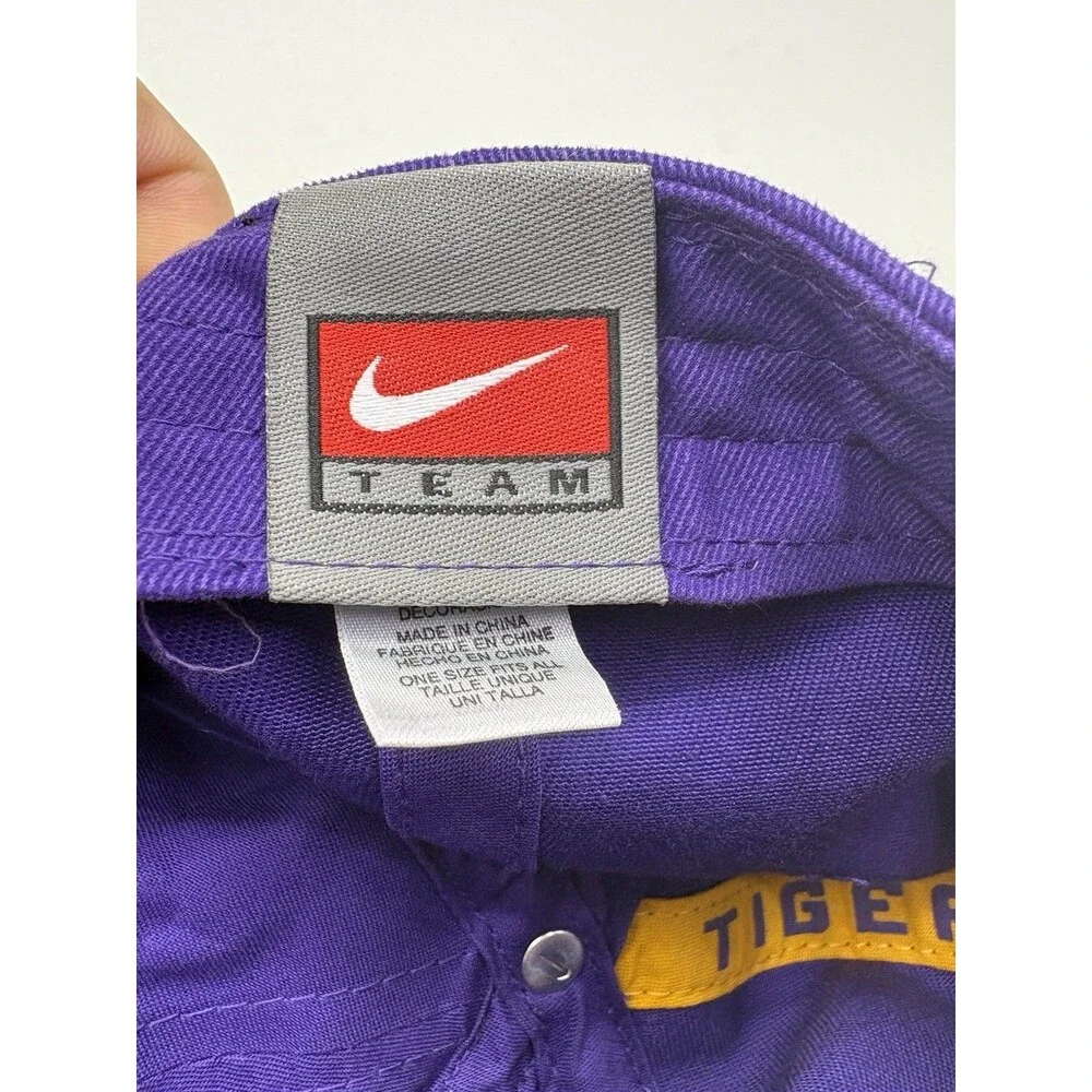 Vintage LSU Tigers Hat Cap Strap Back Mens Purple NCAA Football Nike Dri Fit