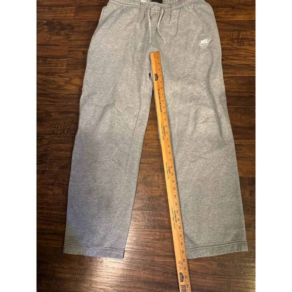 Nike Sweatpants Mens Gray Club Fleece Pants Warm Up Athletic Gym Open Hem XLT