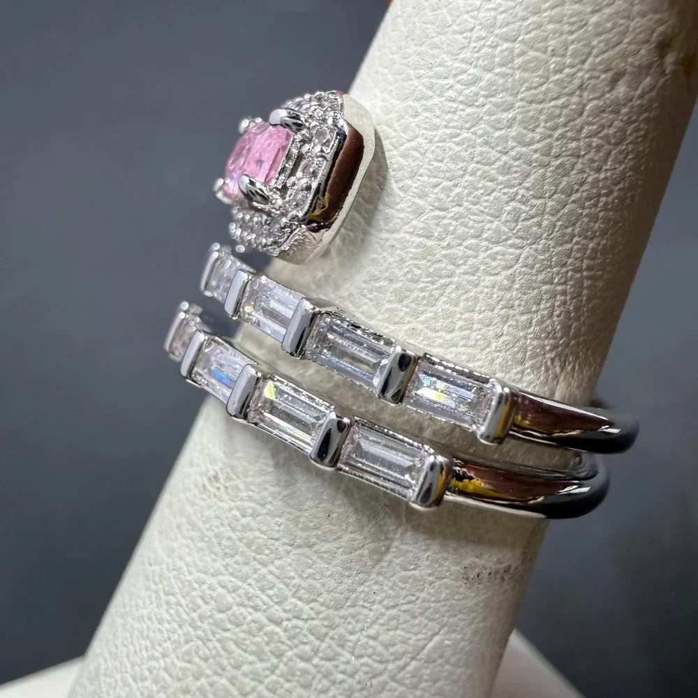 Bomb‎ Party Love and Be Loved Size 6 Ring Lab Rose Quartz RBP6473 Rhodium