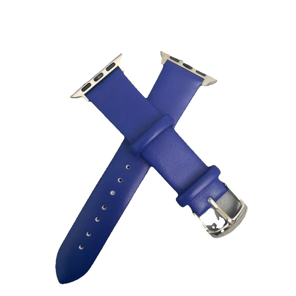 Unisex's Genuine Leather  Smartwatch Watch Band Blue Size 38-40 MM New‎