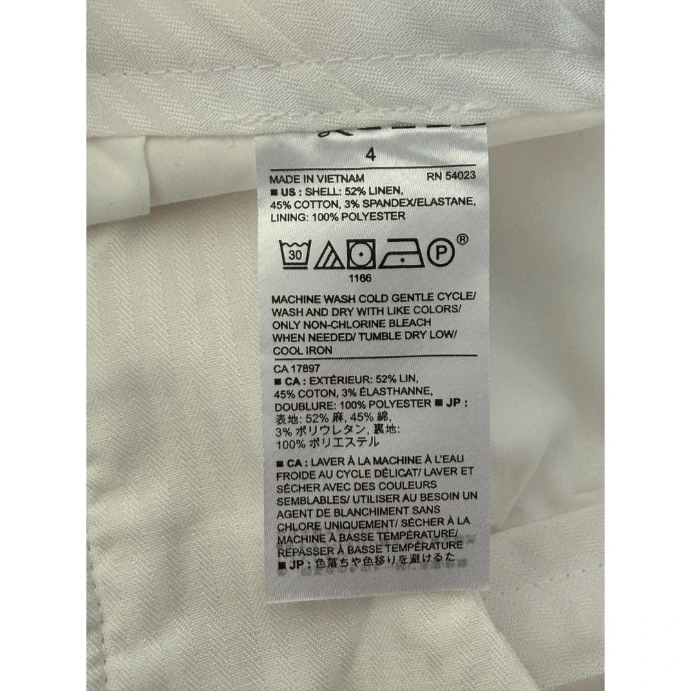 Banana Republic Avery Linen Blend Ankle Pants Women 4 White Straight Leg New Tag
