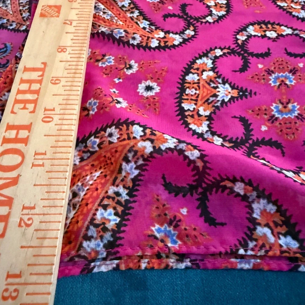 Paisley Print Scarf Wrap 72‎ in x 13 in Pink Orange Black Floral Boho