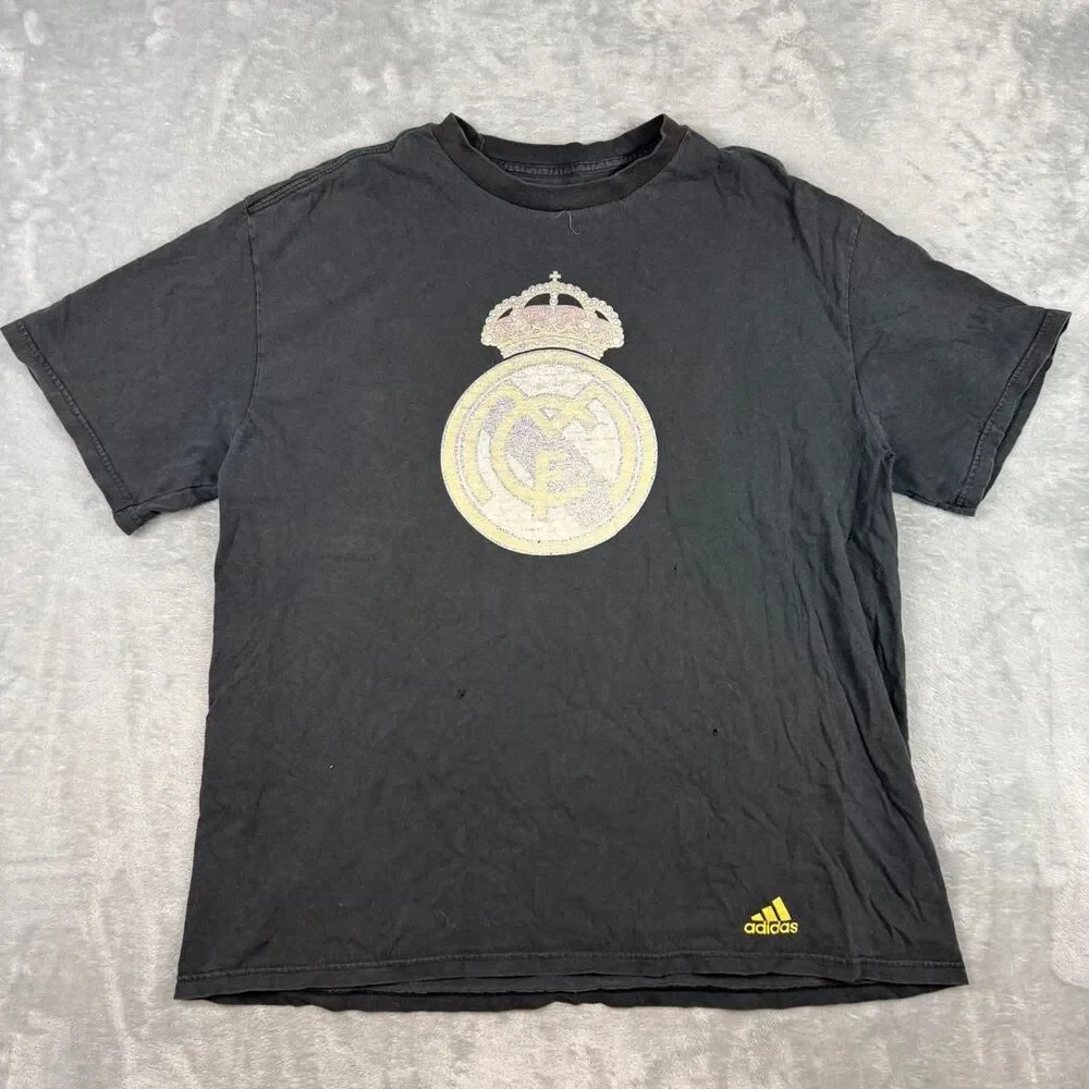 Adidas Men's Black and Grey T-shirt