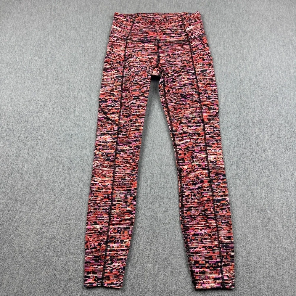Lululemon Leggings Women 4‎ Orange Flash Pleat Fast Free Tight 25
