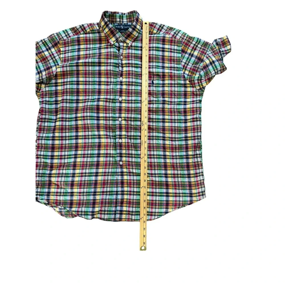 Polo Ralph Lauren Mens XL Blake Plaid Short Sleeve Button Down Shirt Multi Color