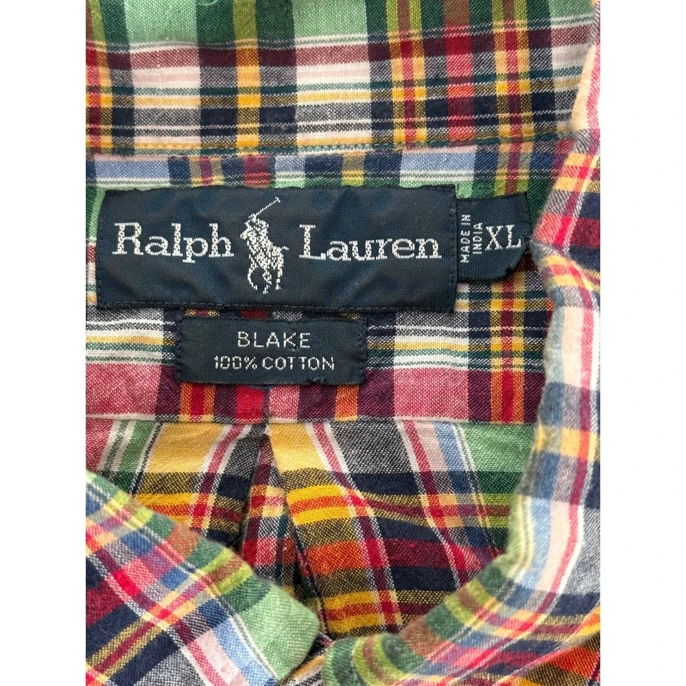 Polo Ralph Lauren Mens XL Blake Plaid Short Sleeve Button Down Shirt Multi Color