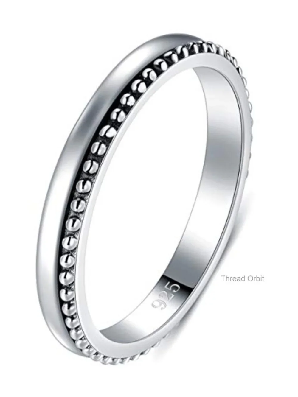 Sterling Silver Beaded Stackable Ring Wedding Band 2mm