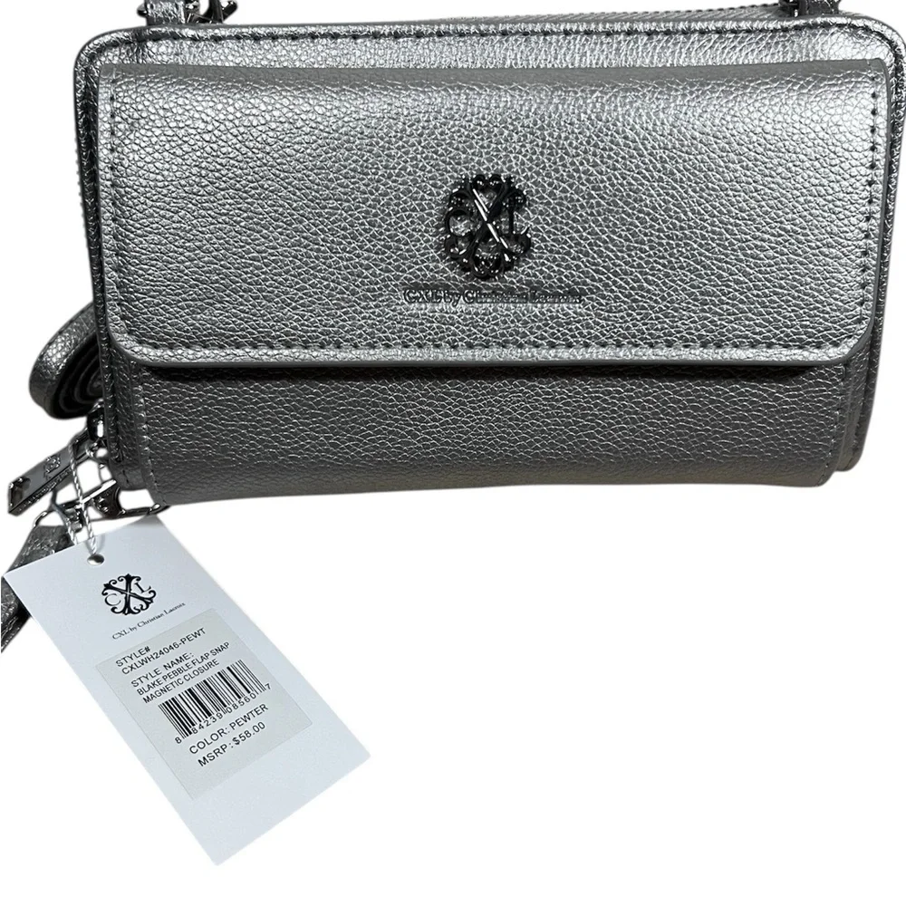 Christian Lacroix Blake Pebble Flap Zipper Wallet Wristlet