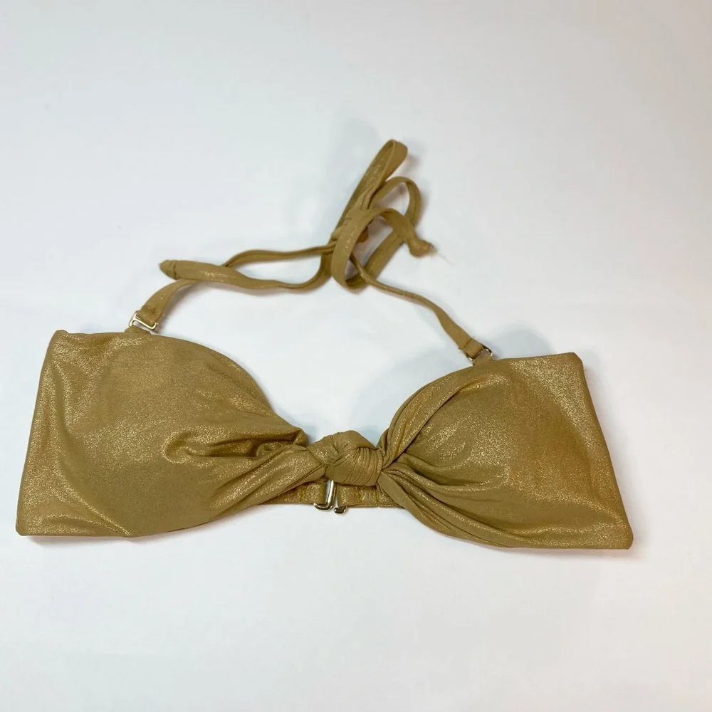 Good American Gold Shimmer Bikini Top‎