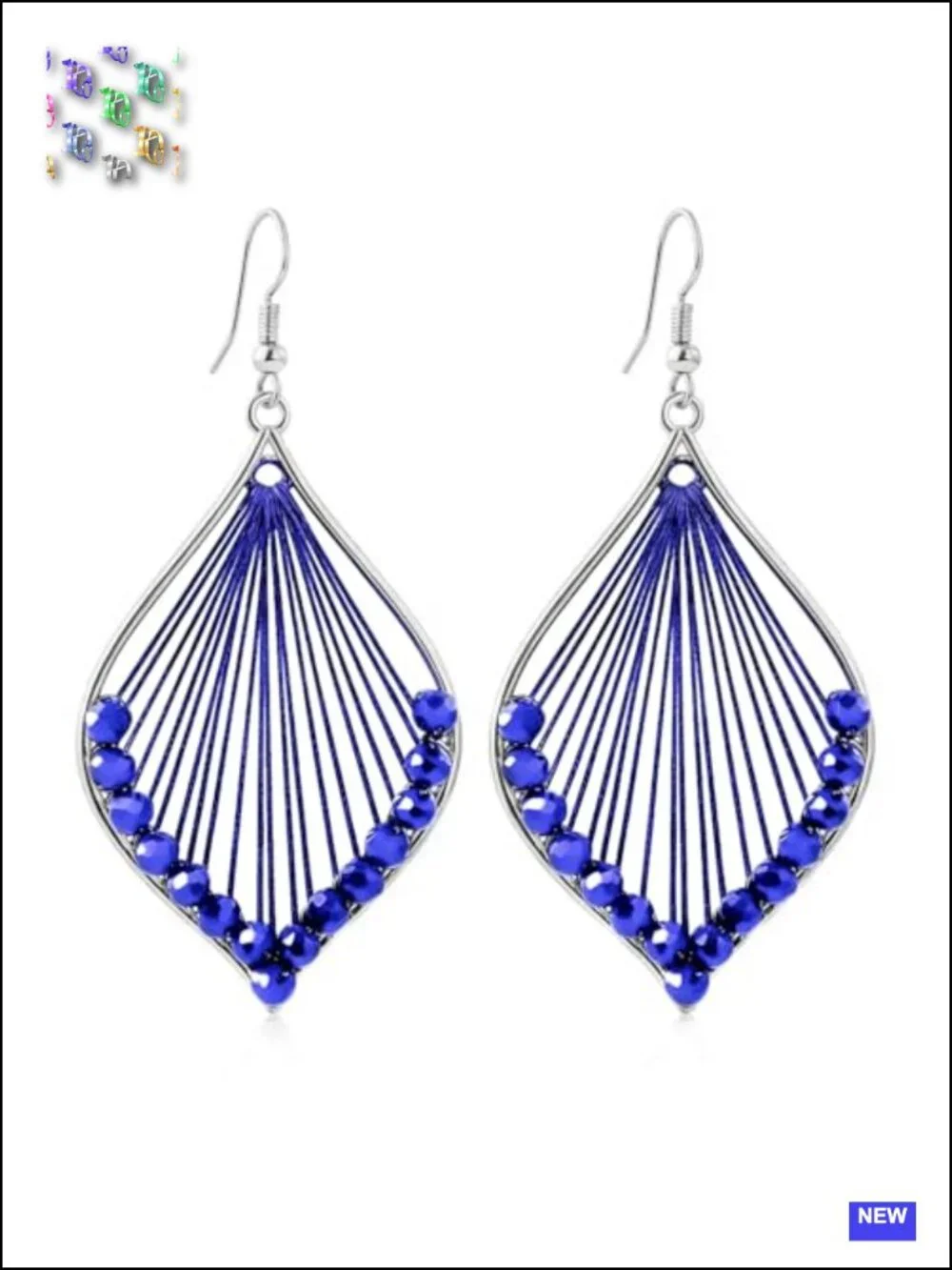 Trendy Boho Dangle Earrings with Leaf Teardrop Turquoise Crystal Tassels