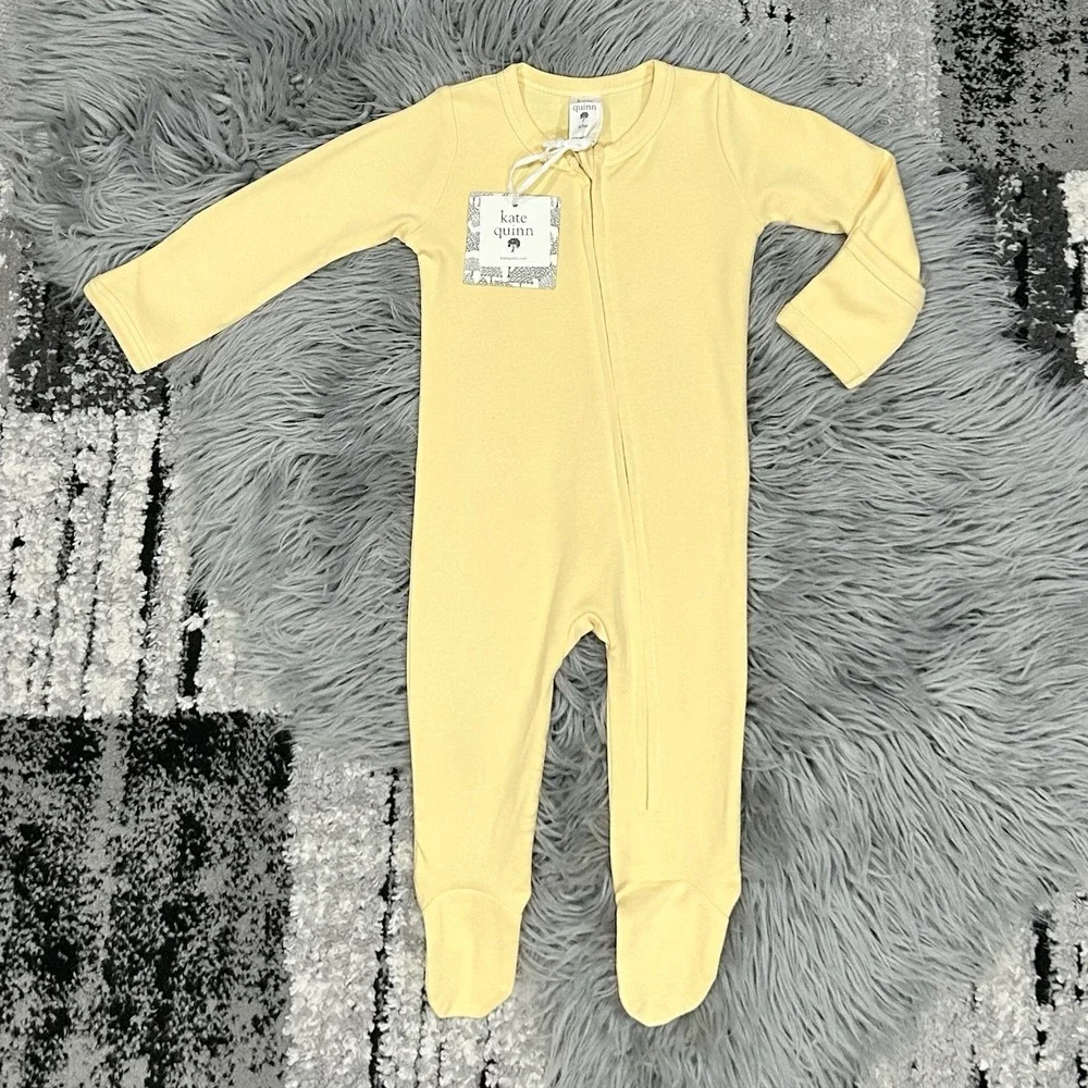 Kate Quinn Infant Long Sleeve Zipper Footie In Buttercup Yellow Size 6-9 Month