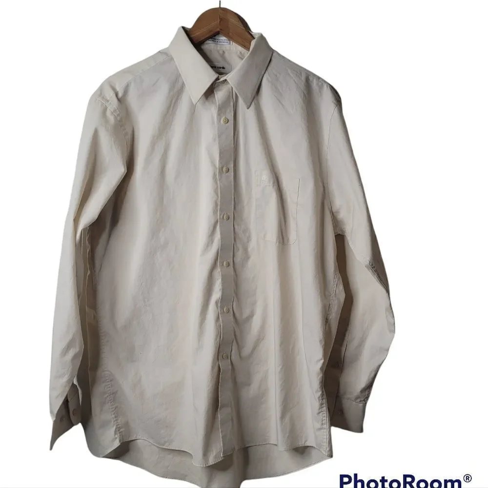 Pierre cardin mens large shirt cream button up