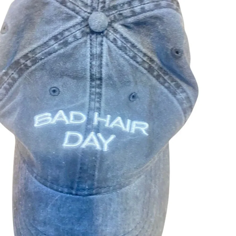 Bad Hair day baseball hat adjustable washed out black color one size fits most
