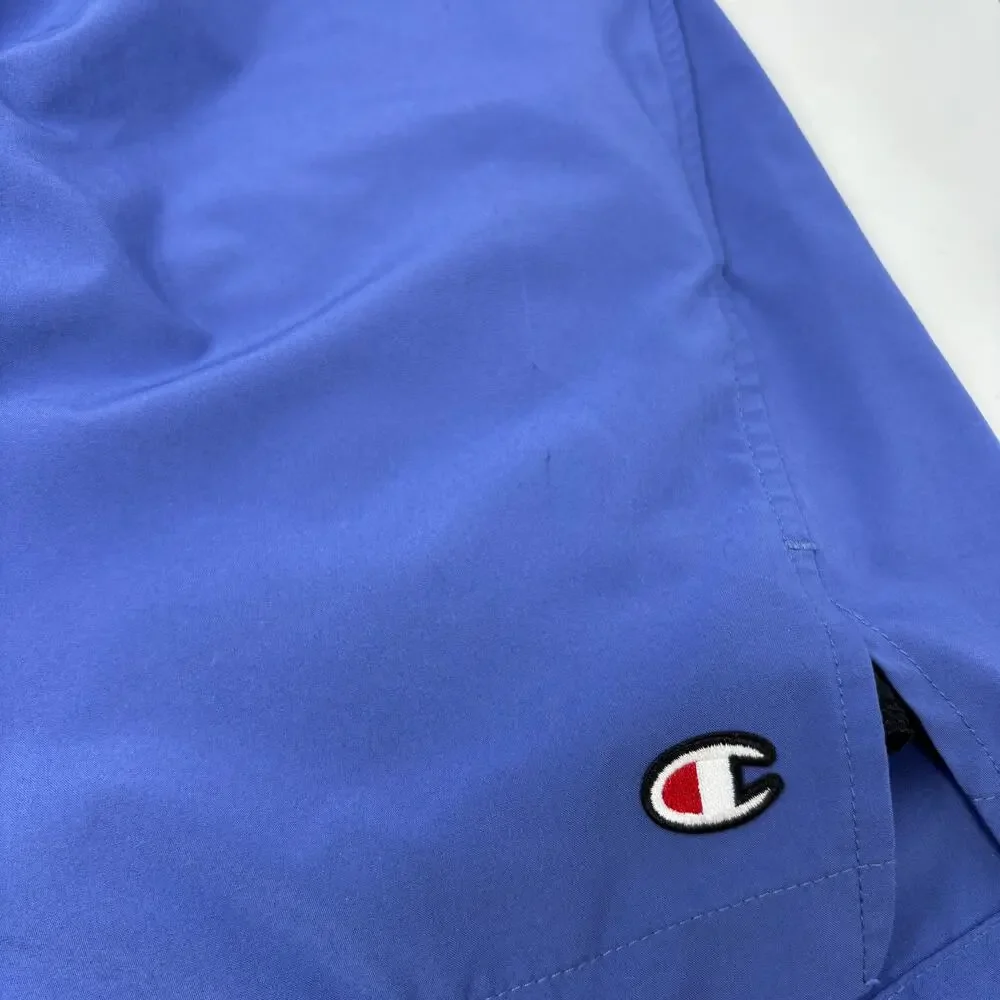 Champion Mens 2XL Blue Black‎ Lined Stretch Waist Drawstring Athletic Shorts