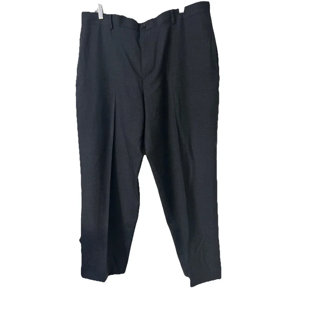 LL Bean Classic Fit 100% Wool Dark Gray Dress Pants‎ Flat Front 40W Men's
