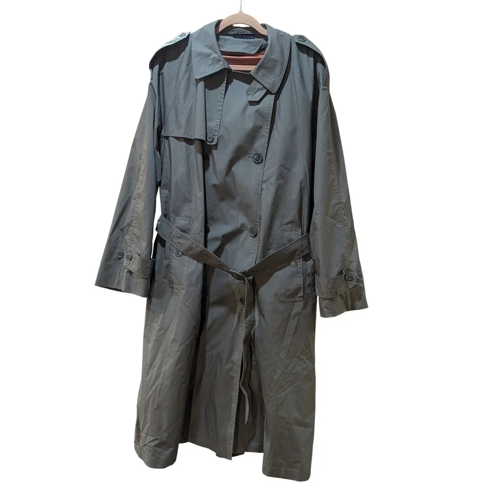 Bradley Jons for Gruner‎ & Co Olive Green Trench Coat Removable Liner 40 Short