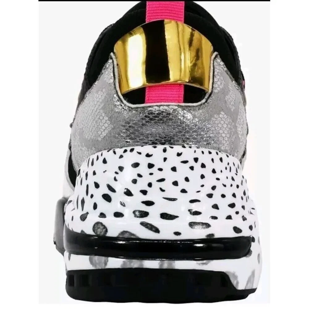 STEVEN MADDEN LIMITED EDITION CLIFF SNEAKERS SIZE  8.5‎ Silver Black Pink Nice