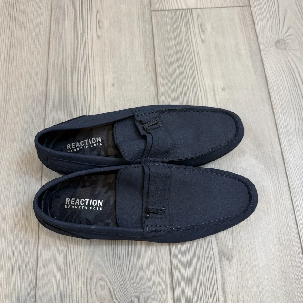 Kenneth Cole Reaction Estate 2.0 Belt Loafer Men's Navy Blue‎ Driving Style 10.5