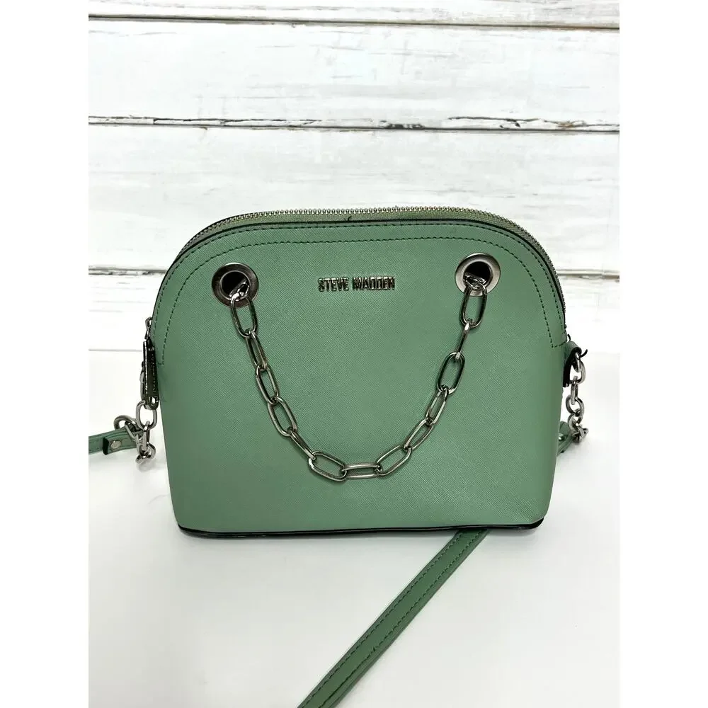 Steve Madden Sage Green Crossbody Bag Chain Detail Dome Purse Small Handbag