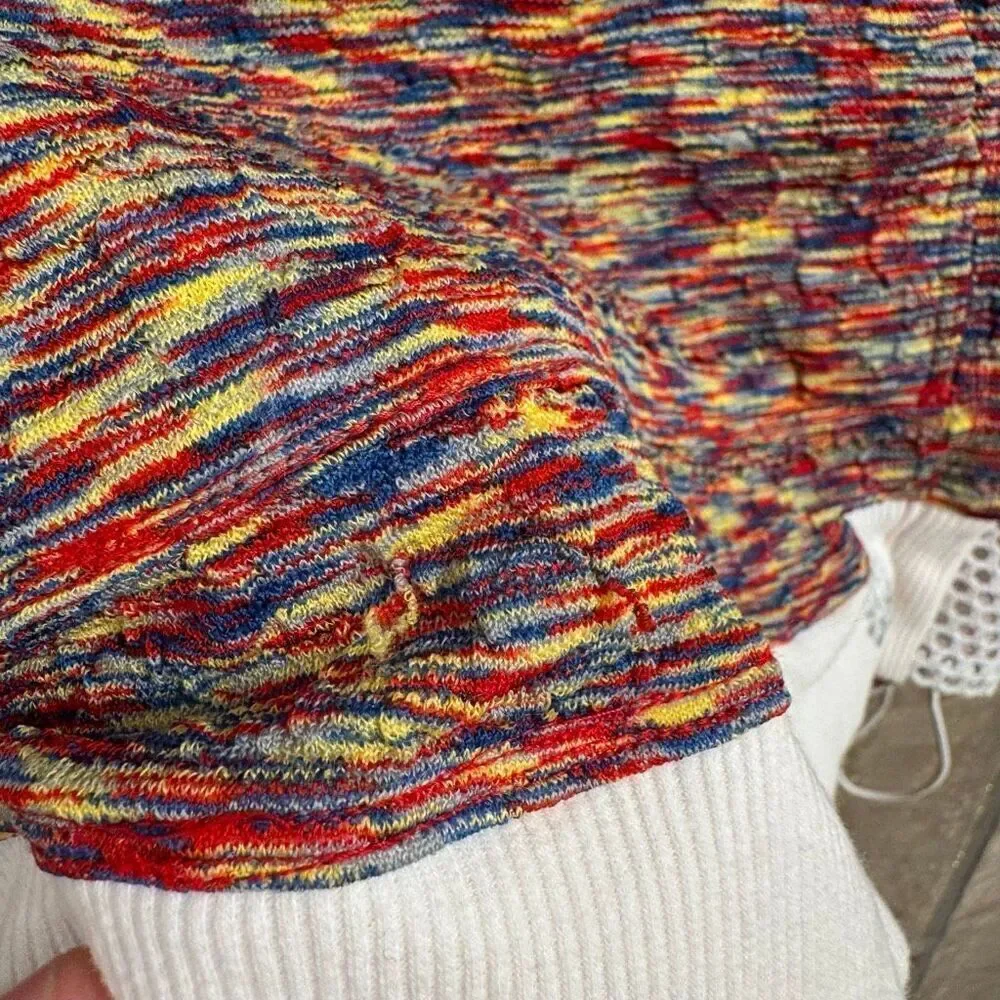 Free People Movement Prism Red Earth Colorful Mesh Hooded Tank Top L