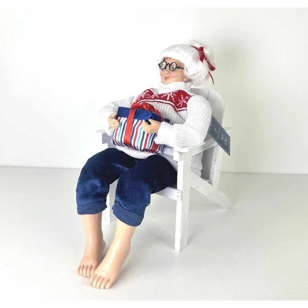 Christmas Nautical‎ Mrs Claus Figurine Adirondack Chair Coastal Tabletop 12
