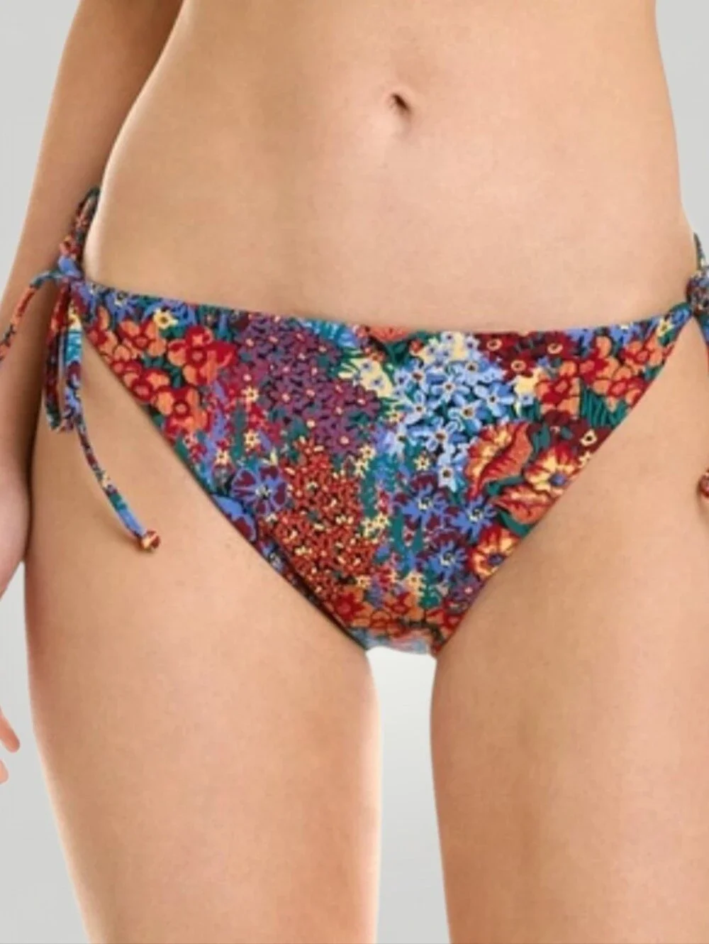 Onia‎ Kate String Bikini Bottom Large Vintage Garden Floral Reversible Teal New