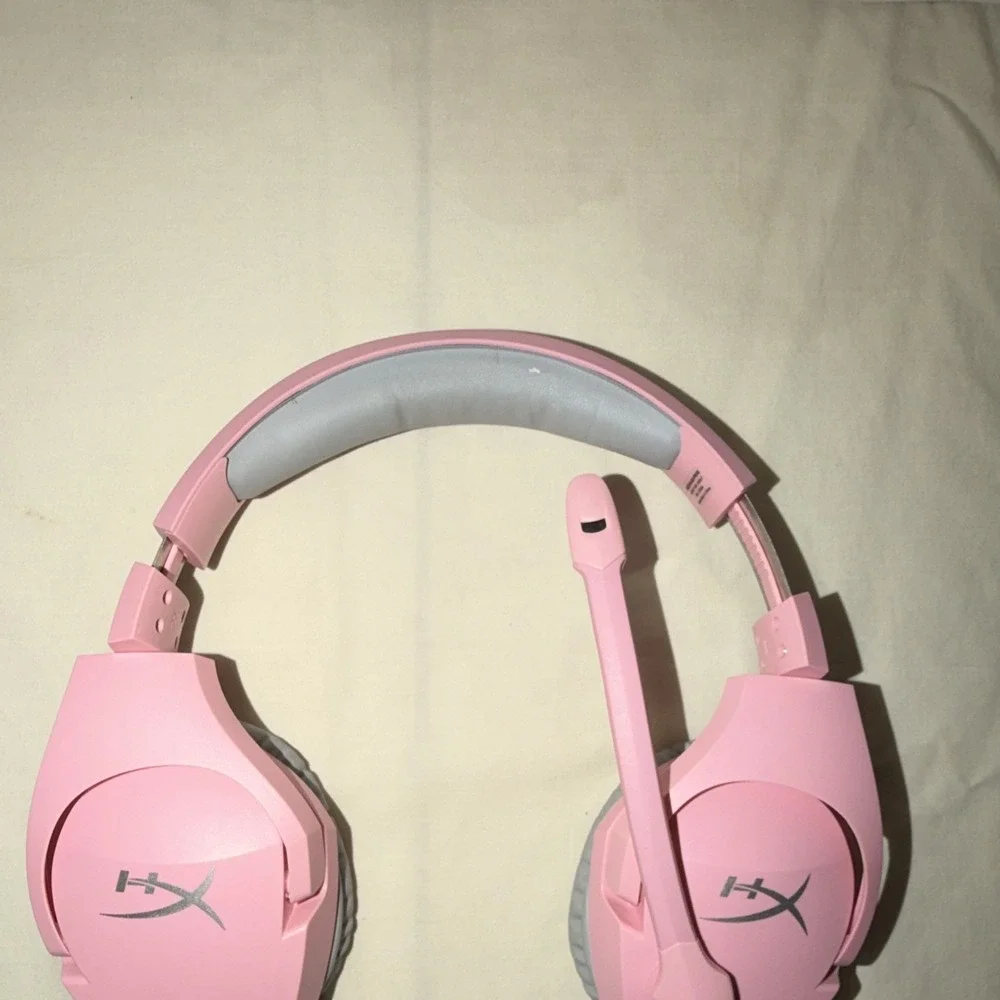HyperX Cloud Wired Over-Ear Gaming Headset, 3.5mm Jack Boom Mic, Pink/Gray