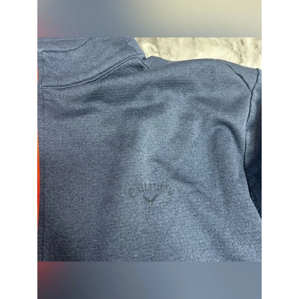 Callaway golf performance top Navy Blue Quarter-Zip Pullover Orange Zip XL