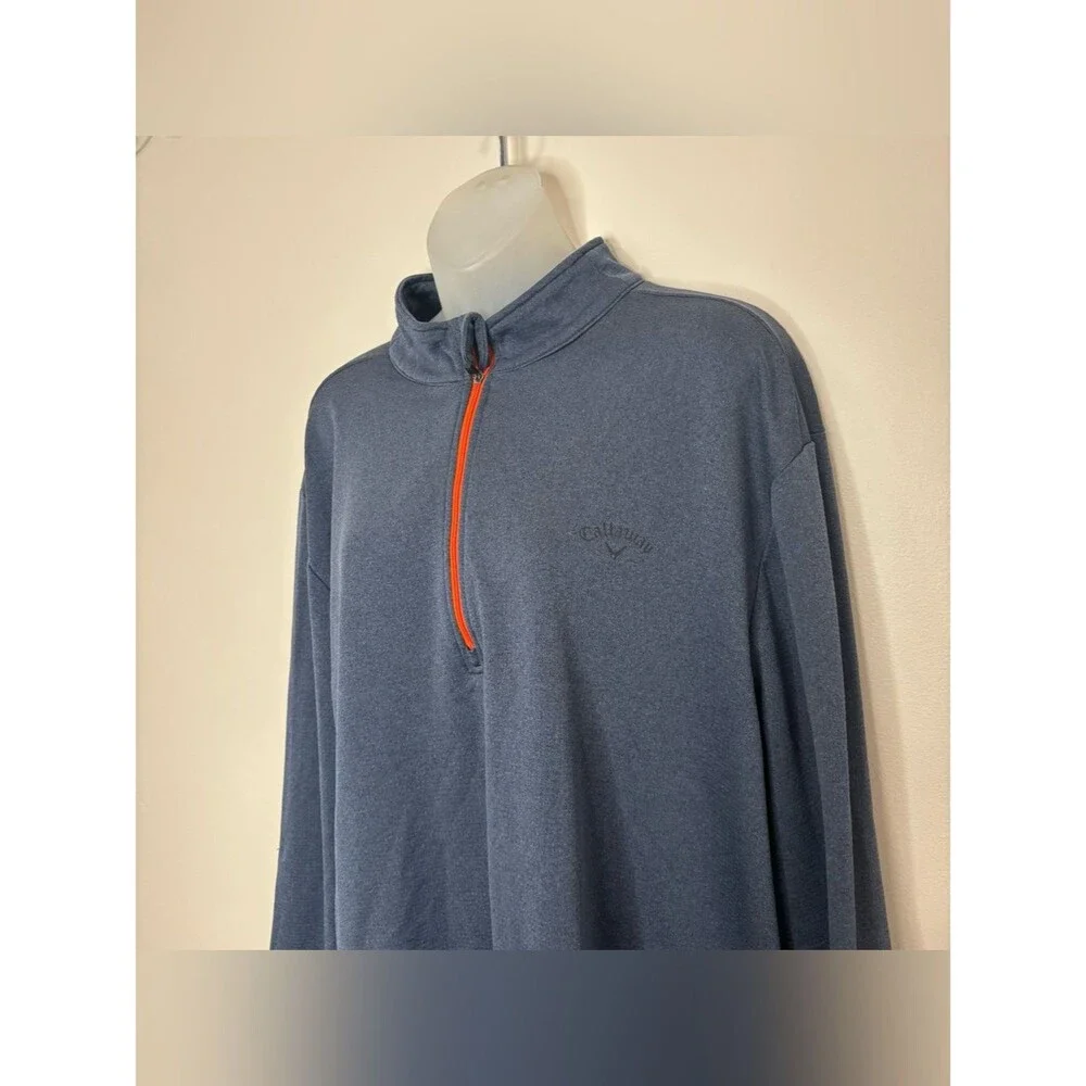 Callaway golf performance top Navy Blue Quarter-Zip Pullover Orange Zip XL