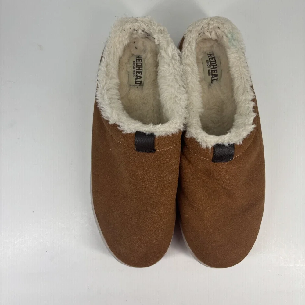 RedHead Men's US 11M Chestnut Suede Faux Fur Slip-On Sherpa Winter Clogs Slipper